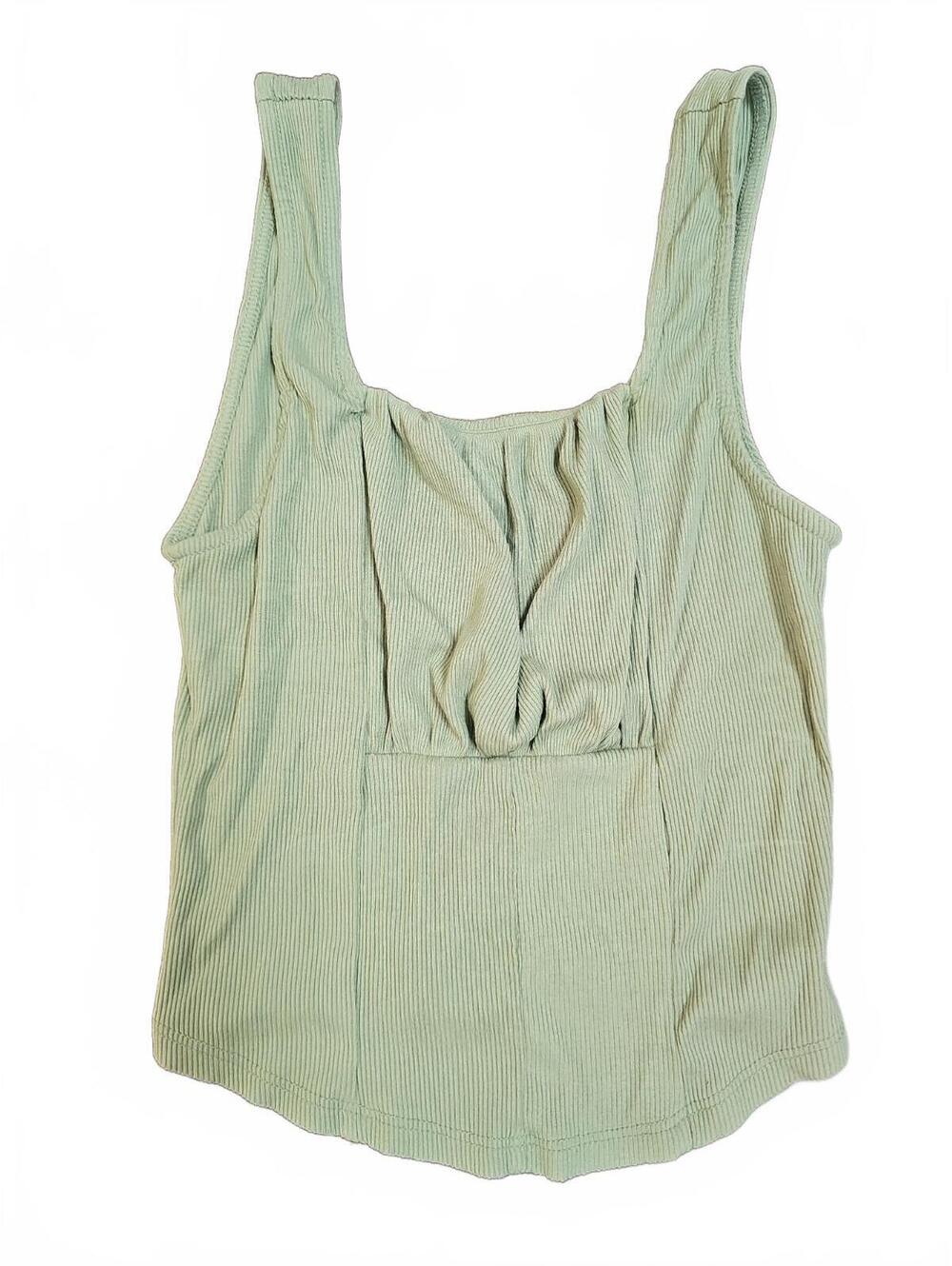 Buckle Willow & Root Celery Green Ribbed Square Neck Crop Top  XS